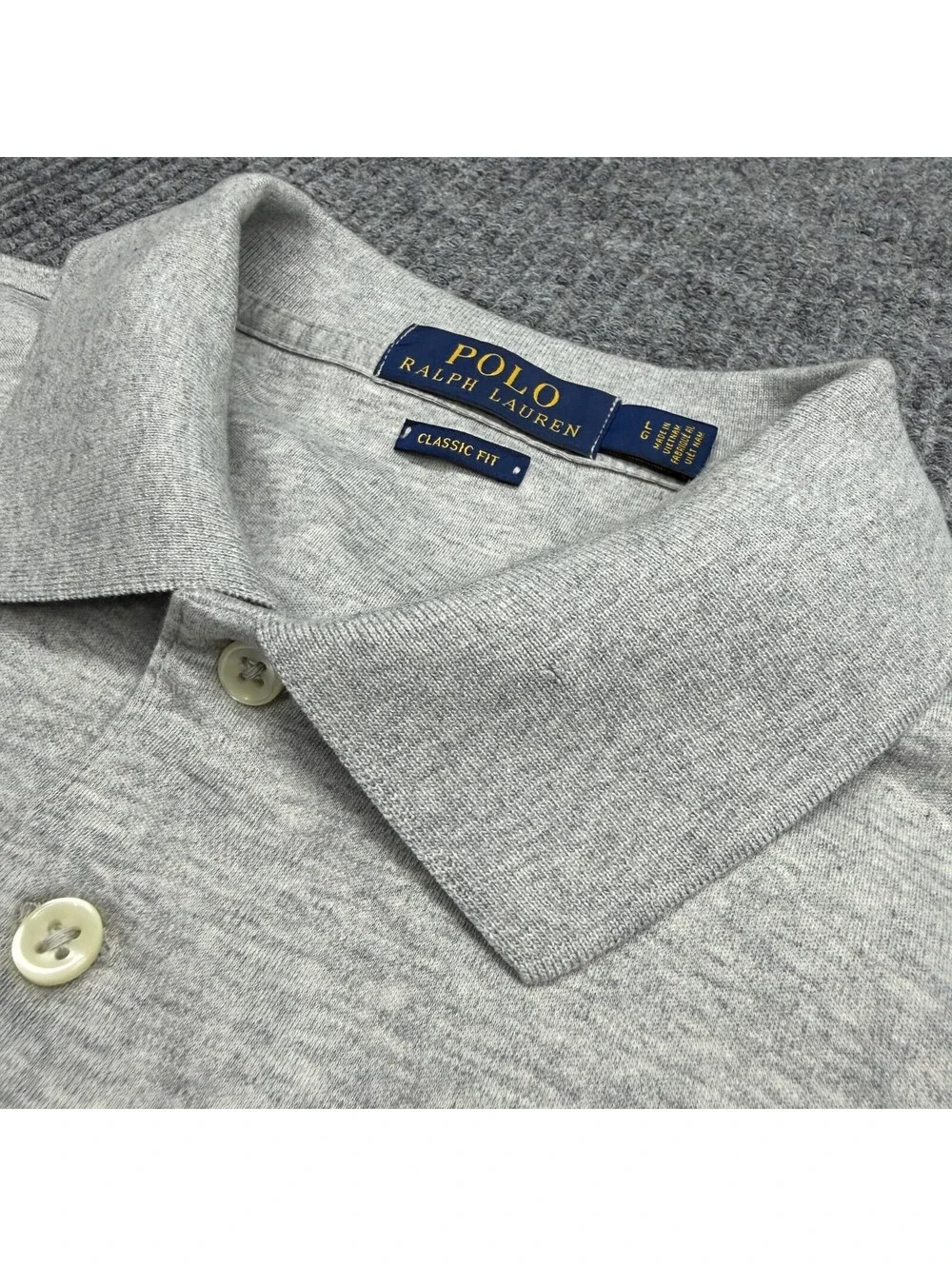 Polo Ralph Lauren Polo Mens Large Classic Fit Gray Flesh Pony Short Sleeve